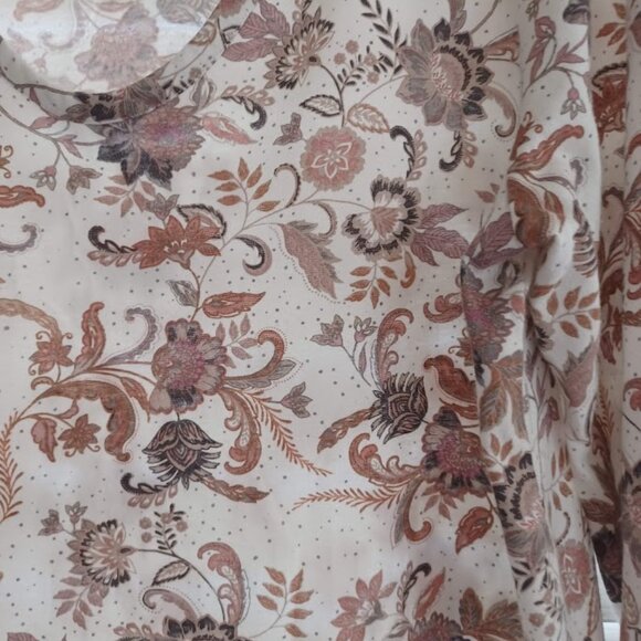 Pure Jill Printed Soft V-Neck Top Women’s M Tall Floral 3/4 Sleeve Cotton Tencel - Picture 5 of 6